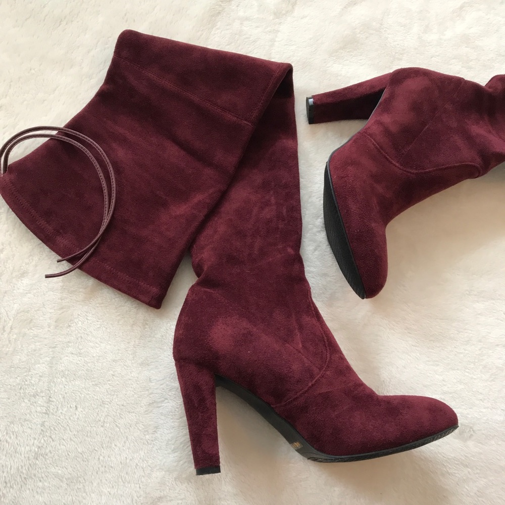 Elegant Burgundy Over the Knee Boots